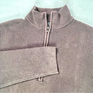 Calvin Klein XL Brown Quarter Zip Cable Knit Pullover Sweater Men’s